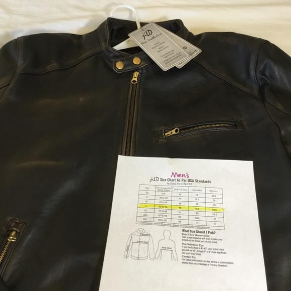 Leather Jacket Men's Dark Brown Cafe Racer size Large Brand NEW from jild - Picture 5 of 16